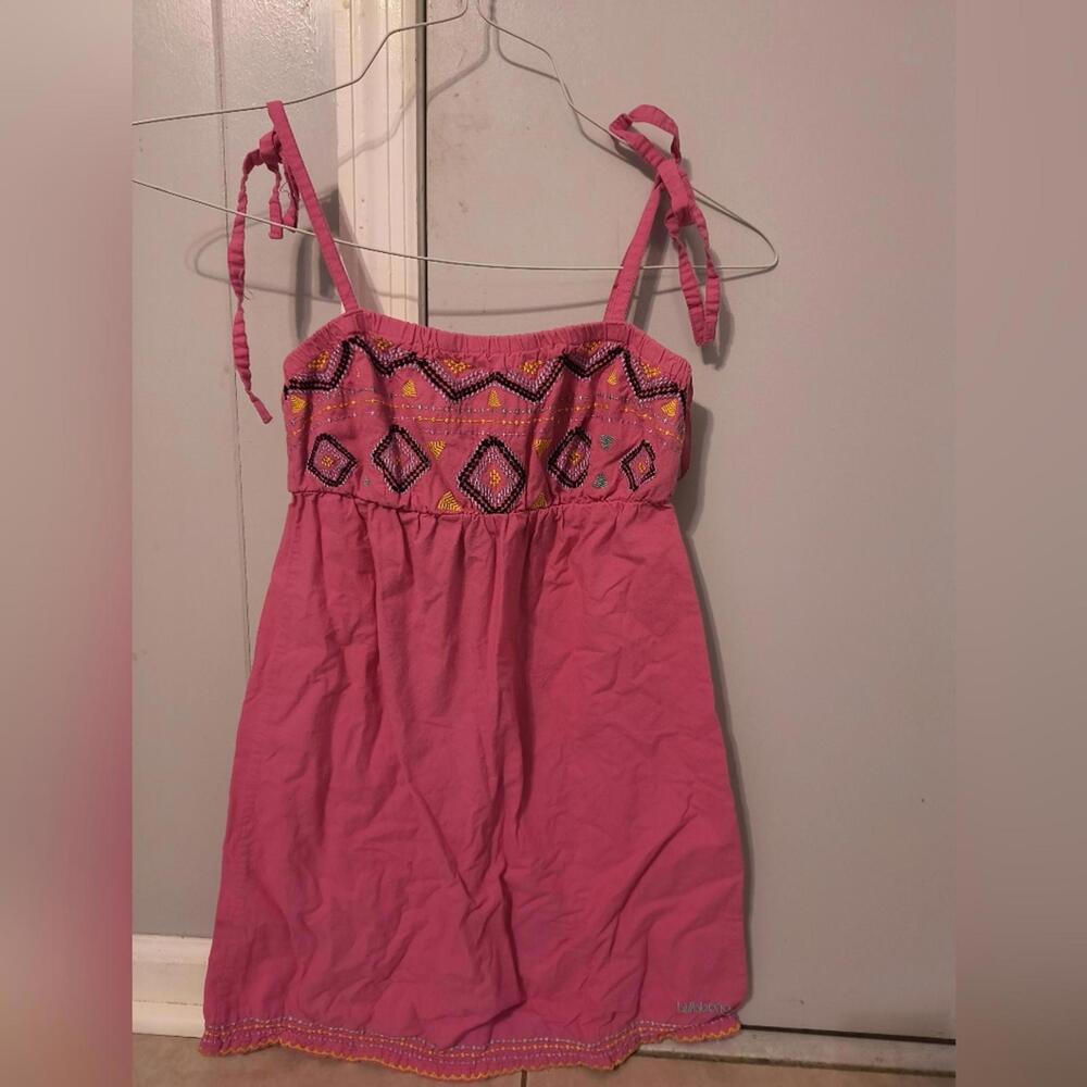 Y2k Billabong Pink Sundress with Embroidered Details